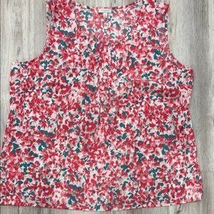 Talbots Red and Blue Boxy Sleeveless blouse size large